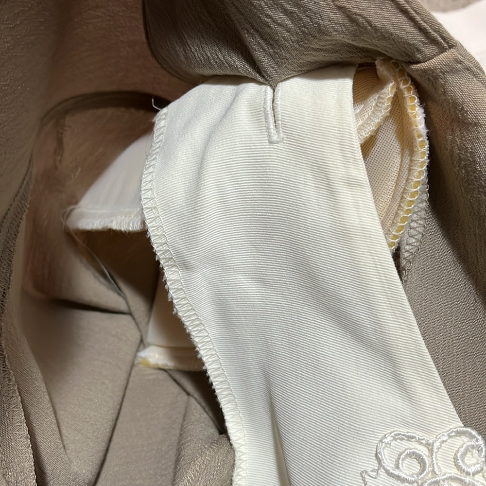 VINTAGE DAWN JOY DOUBLE BREASTED JACKET AND PLEATED SKIRT SET TAN WHITE SIZE 6 - Picture 14 of 17